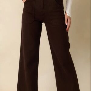Chocolate Brown Wide-Leg Denim Jeans